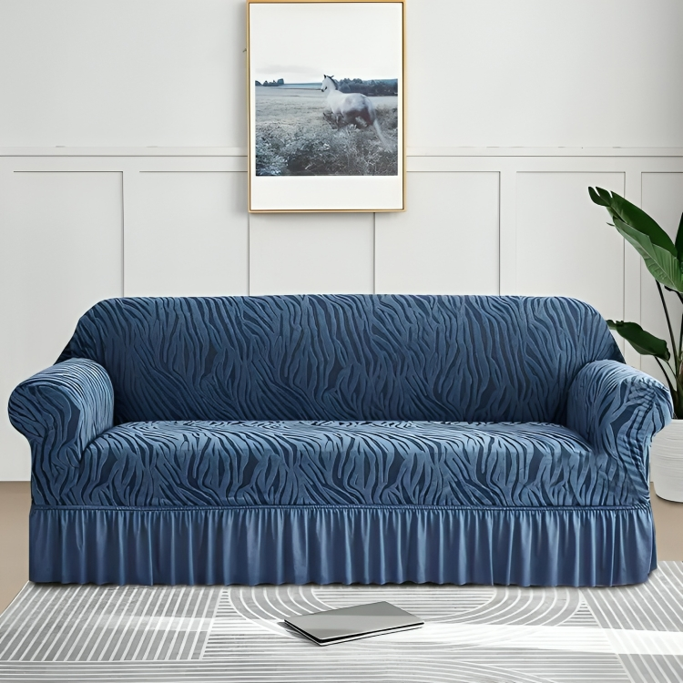 Zebra Velvet Sofa Covers ( Blue )