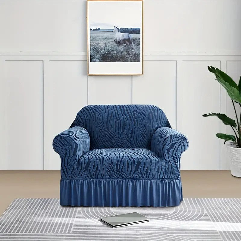 Zebra Velvet Sofa Covers ( Blue )