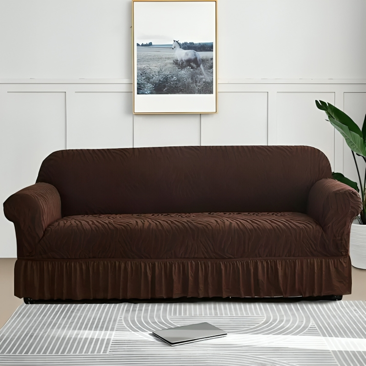 Zebra Velvet Sofa Covers ( Dark Brown )