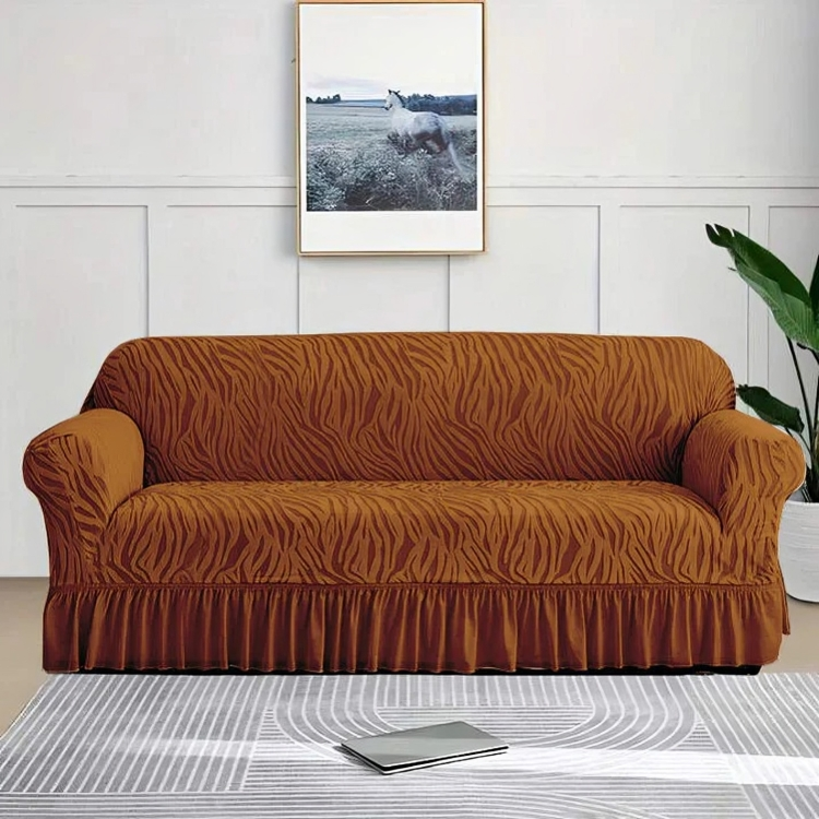 Zebra Velvet Sofa Covers ( Copper Brown )