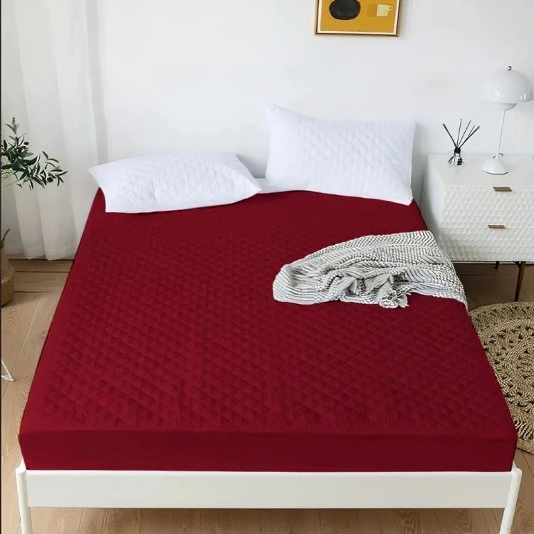 Quilted Cotton Waterproof Mattress Protector - Maroon