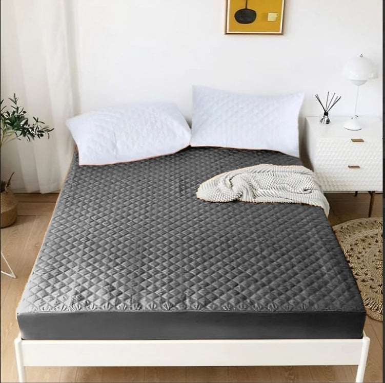 Quilted Cotton Waterproof Mattress Protector - Grey