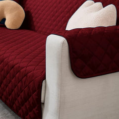 Cotton Quilted Sofa Runner - Sofa Coat (Maroon)