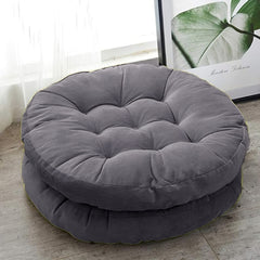 Velvet Round Floor Cushions With Ball Fiber Filling ( 1 Pair = 2 Pcs ) - Grey