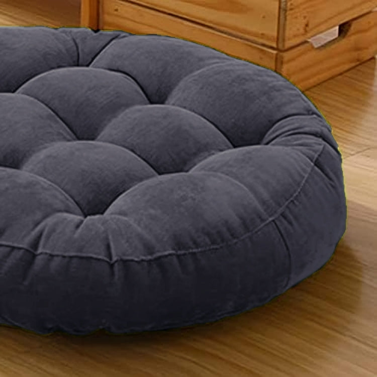 Velvet Round Floor Cushions With Ball Fiber Filling ( 1 Pair = 2 Pcs ) - Black