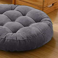 Velvet Round Floor Cushions With Ball Fiber Filling ( 1 Pair = 2 Pcs ) - Grey