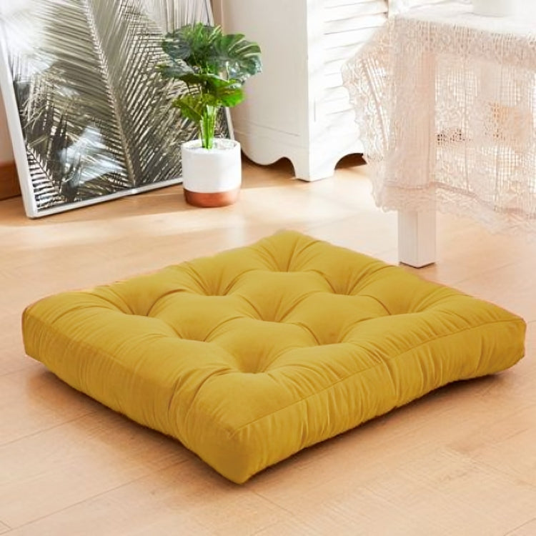 Velvet Square Floor Cushions With Ball Fiber Filling ( 1 Pair = 2 Pieces ) - Yellow