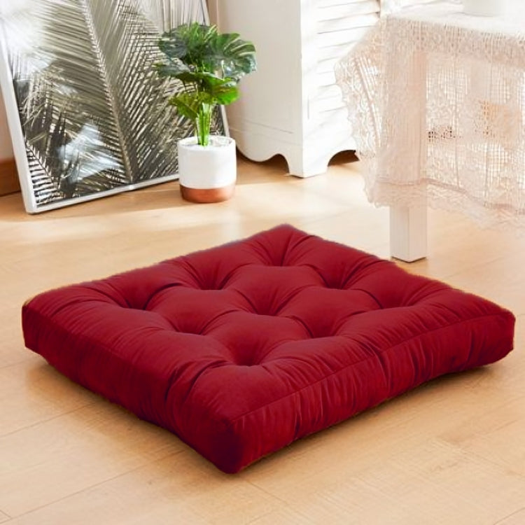 Velvet Square Floor Cushions With Ball Fiber Filling ( 1 Pair = 2 Pieces ) - Maroon