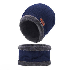 Unisex Beanie Wool Cap With Neck Warmer - Blue