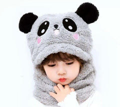 Kids Panda Wool Cap - Grey