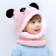Kids Panda Wool Cap - Pink