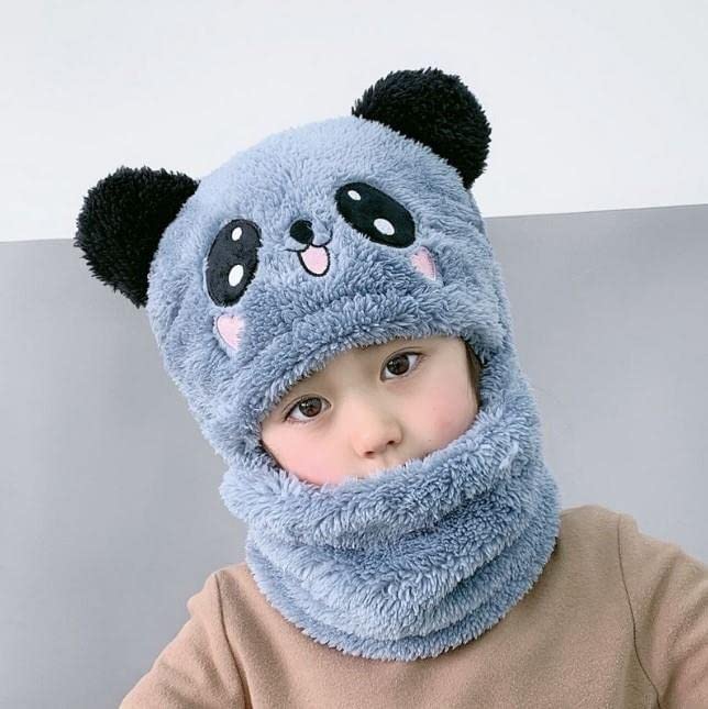Kids Panda Wool Cap - Blue