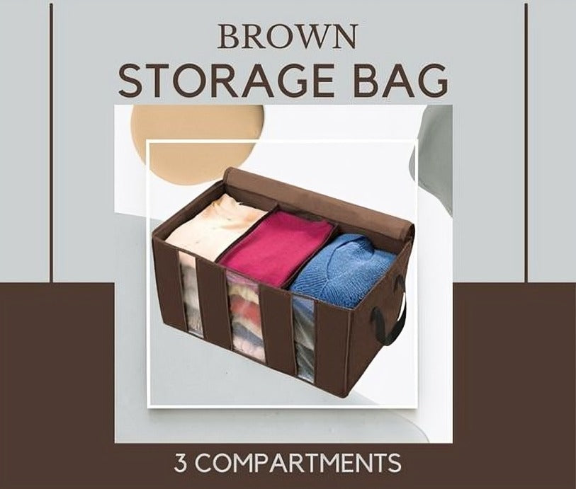 Compartment Storage Organizer / Clothes Storage Bags-Brown