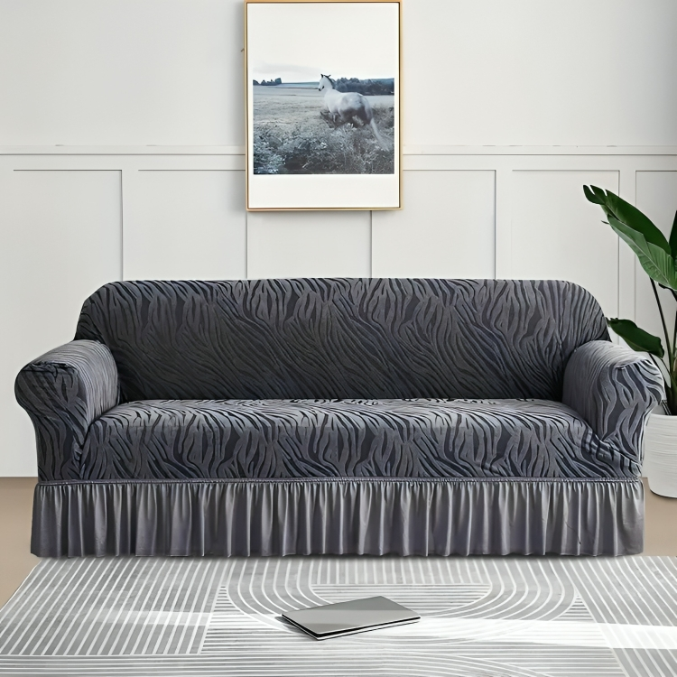 Zebra Velvet Sofa Covers ( Grey )