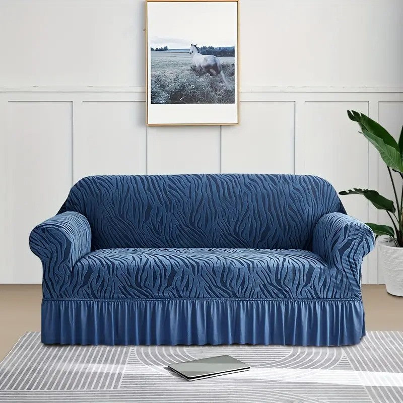 Zebra Velvet Sofa Covers ( Blue )