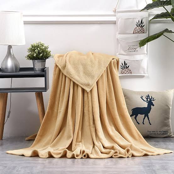Coral Fleece Embossed Thermal soft AC throw Blanket - Camel