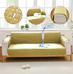 Waterproof Cotton Quilted Sofa Cover - Sofa Runners (Beige)
