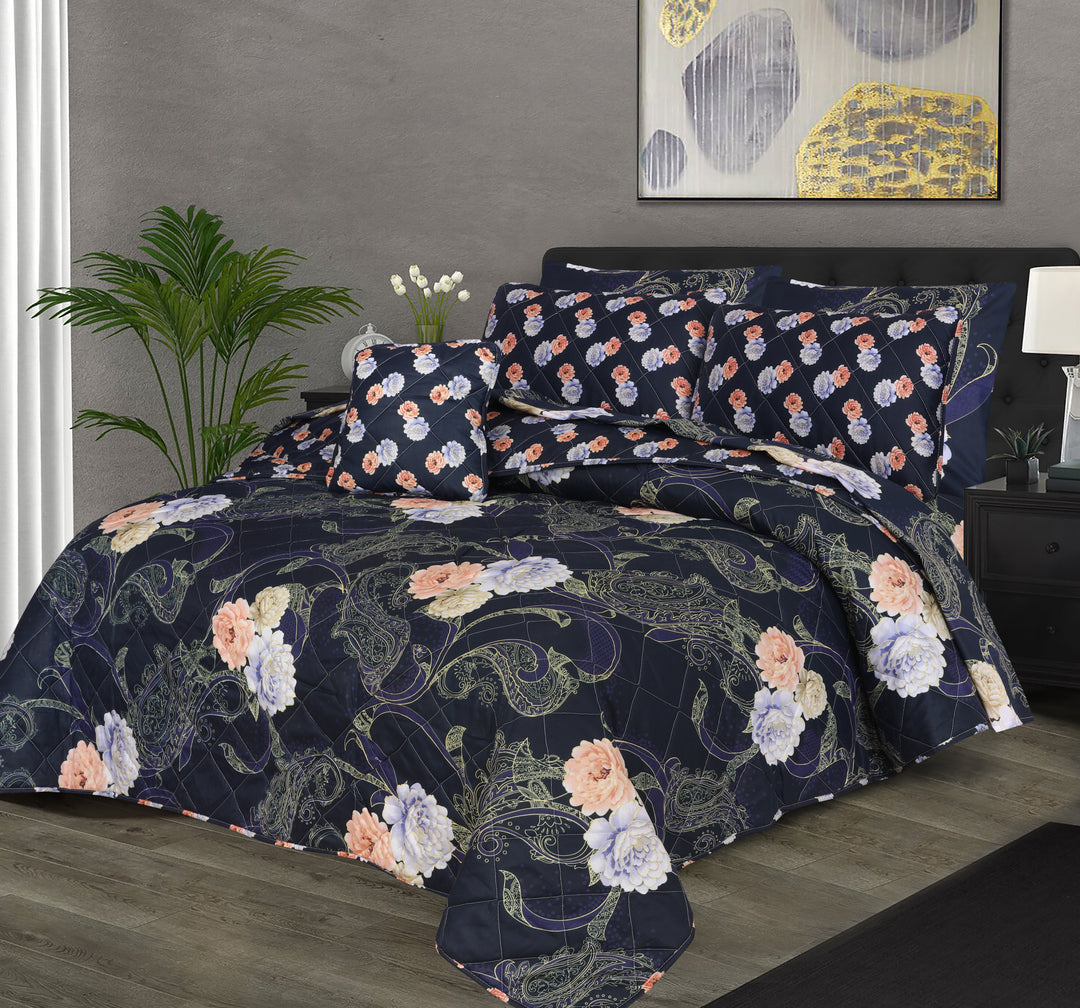 7 Pcs Quilted Comforter Set - Flori