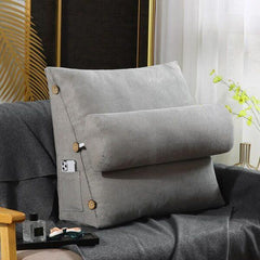 Velvet Triangular Back Rest Cushion / Neck Rest Pillow / Back Wedge Cushion - Grey