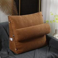 Velvet Triangular Back Rest Cushion / Neck Rest Pillow / Back Wedge Cushion - Brown