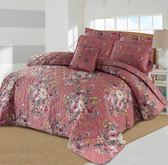 7 Pcs Quilted Comforter Set - Plum Blossom