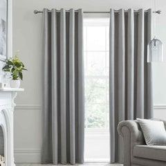 Plain Dyed Eyelet Curtains - Light Grey