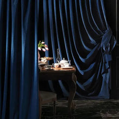 Plain Dyed Eyelet Curtains - Dark Blue