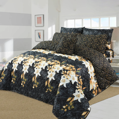 7 Pcs Quilted Comforter Set - Black Pendant